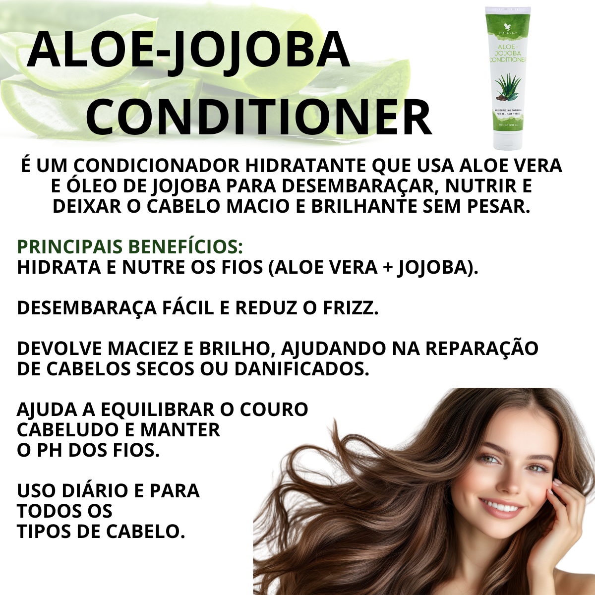 Aloe-Jojoba Conditioning Rinse Condicionador Aloe Vera Cabelo Forever Living - Imagem 3