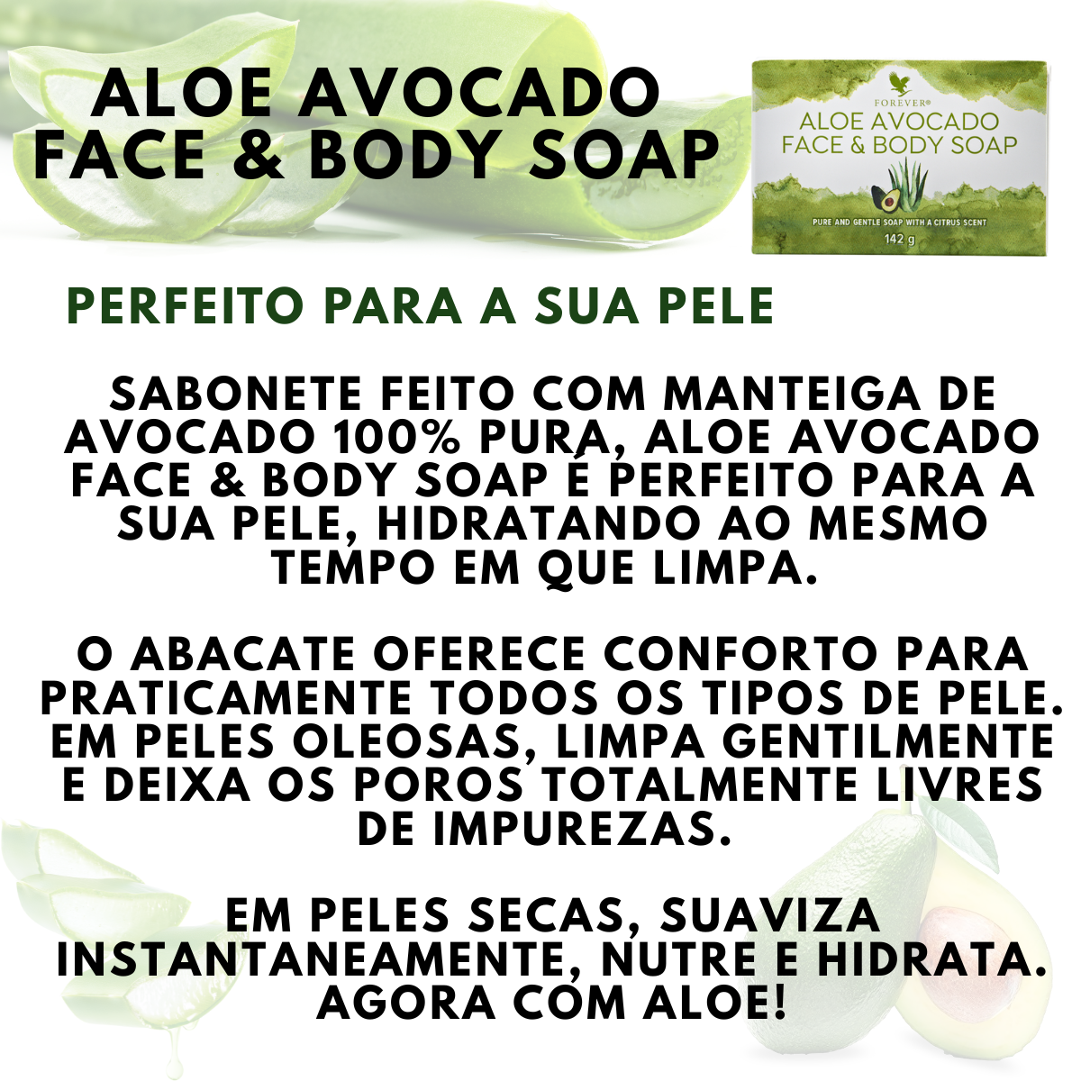 Aloe Avocado Face & Body Soap Sabonete Para Pele Oleosa Abacate Forever living - Imagem 3