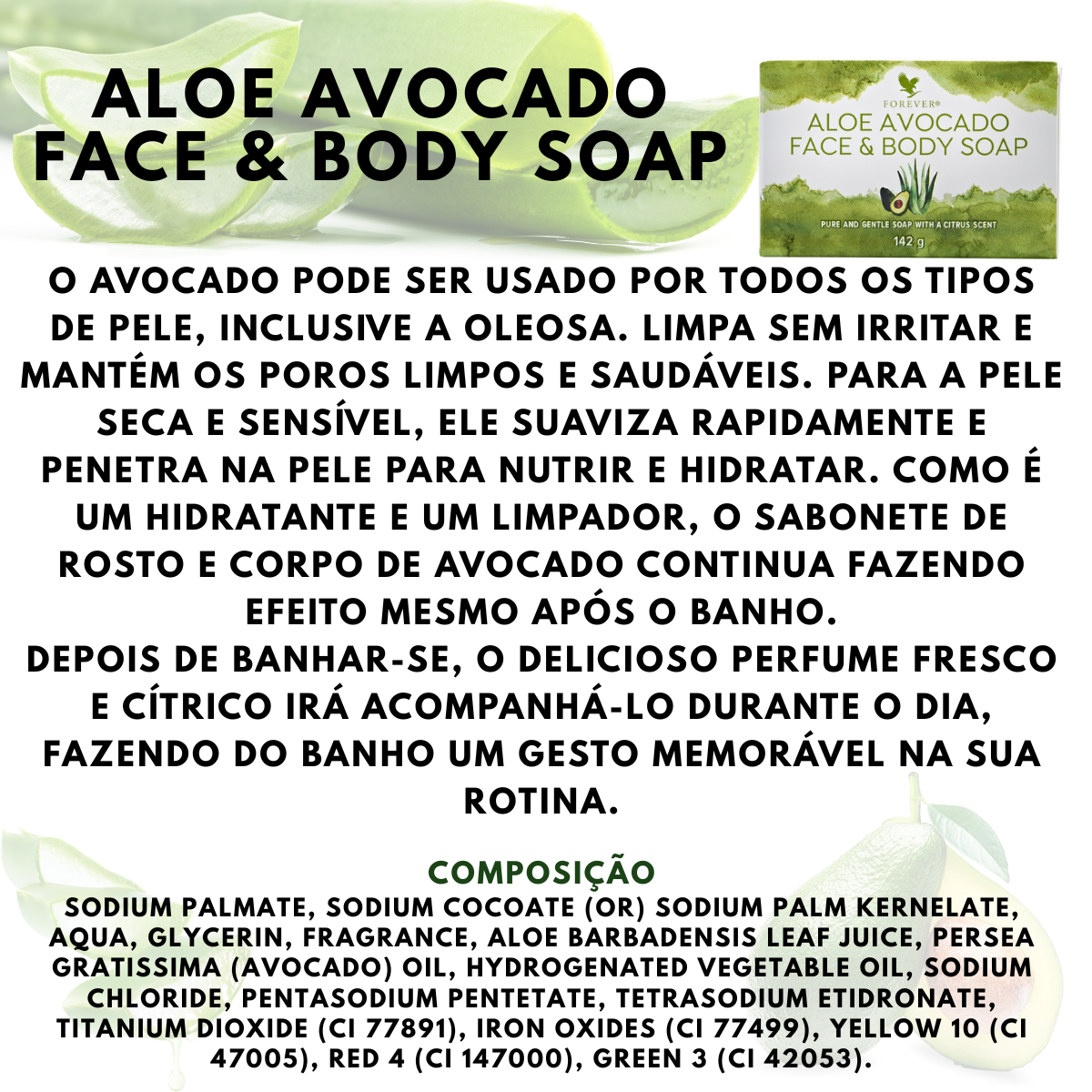 Aloe Avocado Face & Body Soap Sabonete Para Pele Oleosa Abacate Forever living - Imagem 5