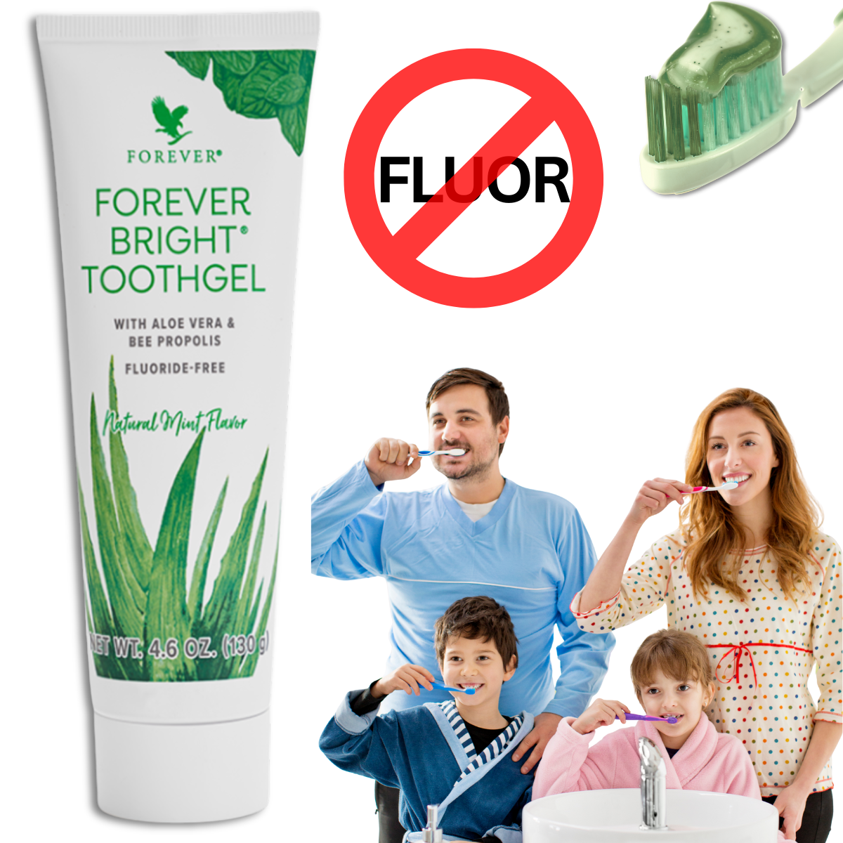 KIt 4 Forever Bright Toothgel Creme Dental Sem Fluor Adulto Infantil - Imagem 6