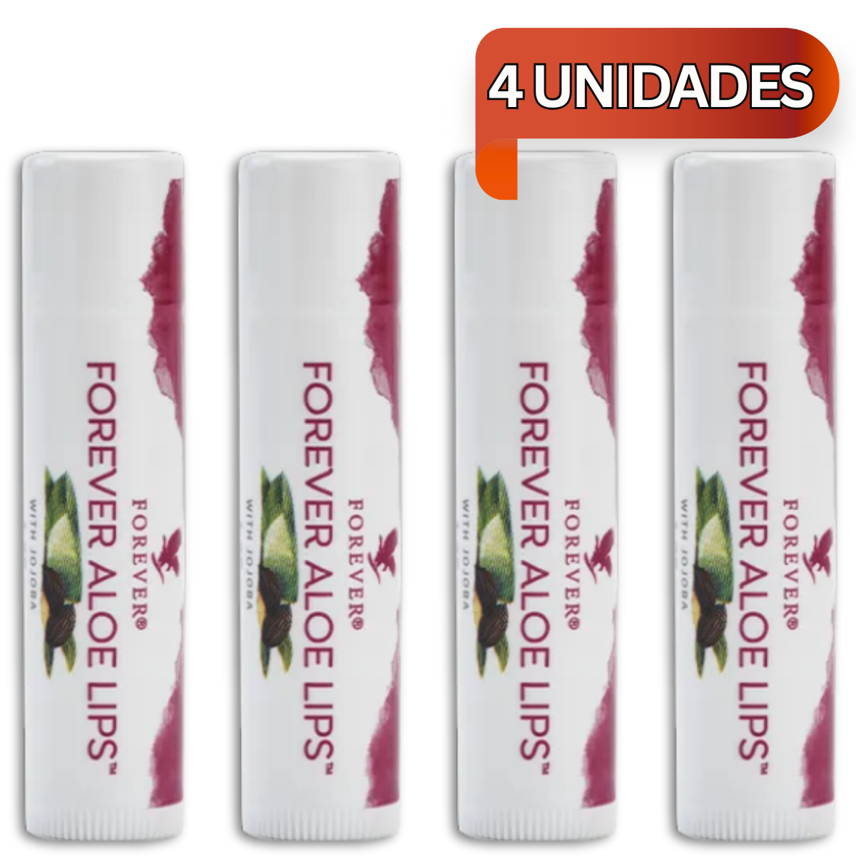 KIt 4 Aloe Lips Forever Living Com Jojoba Cera Abelha Labios Ressecados Hidratante