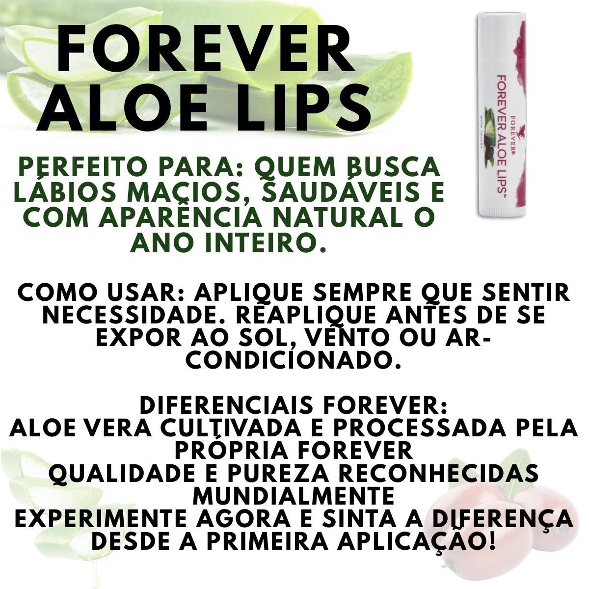 Lips Aloe Vera Forever Com Jojoba Labios Ressecados Hidratante - Imagem 3
