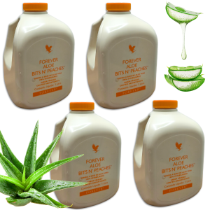 Kit 4 Peach Plus - Forever Aloe Bits n’ Peaches – Suco de Pessego Aloevera Babosa