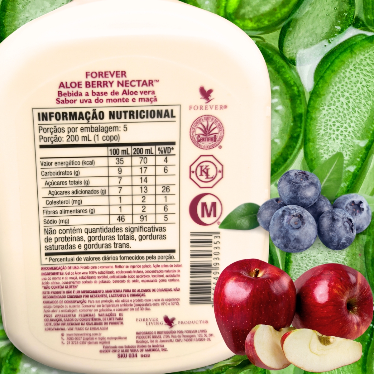 Forever Aloe Berry Nectar Suco Cramberry e Maçã Vegano - Imagem 3