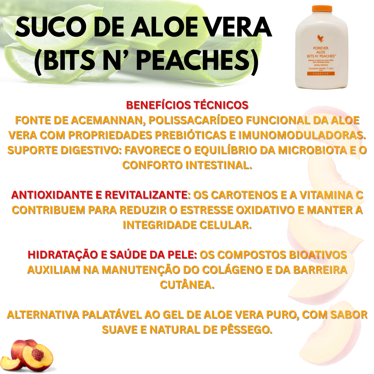 Forever Aloe Bits n’ Peaches - Suco de Pessego e Aloe Vera Babosa - Imagem 5