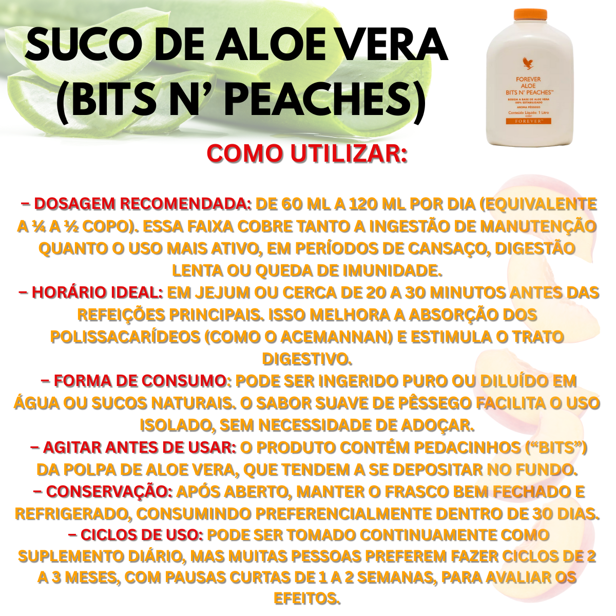 Forever Aloe Bits n’ Peaches - Suco de Pessego e Aloe Vera Babosa - Imagem 6