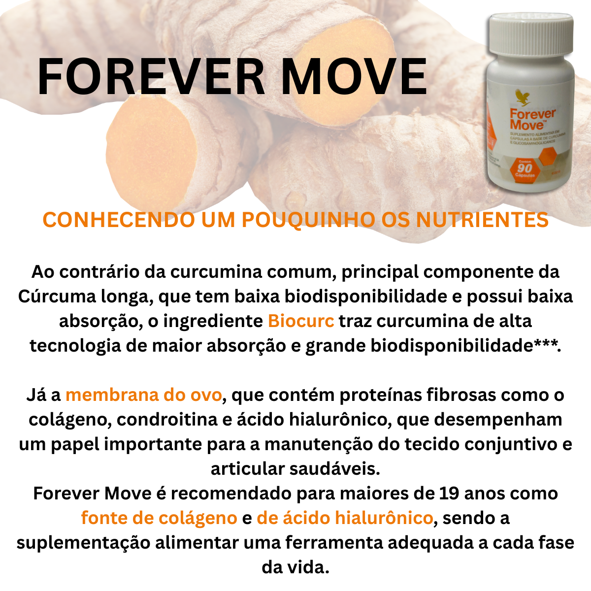 Forever Move Curcumina Colágeno Ácido Hialurônico Glicosaminoglicanos - Imagem 4