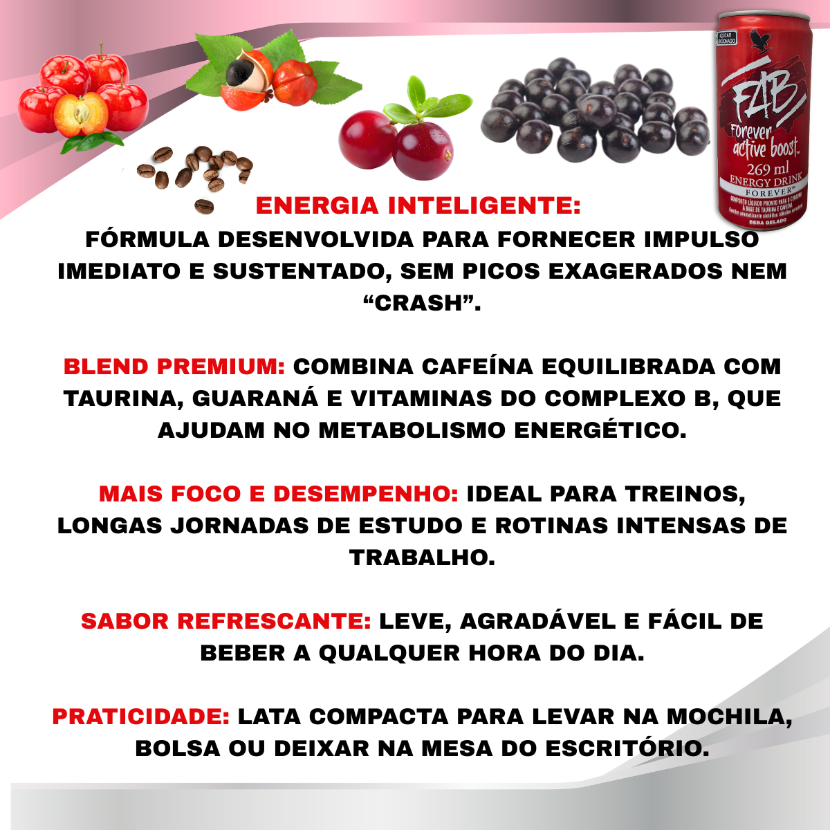 Energético Fab Forever Active Boost Energy Drink Latas - 6 latas - Imagem 8