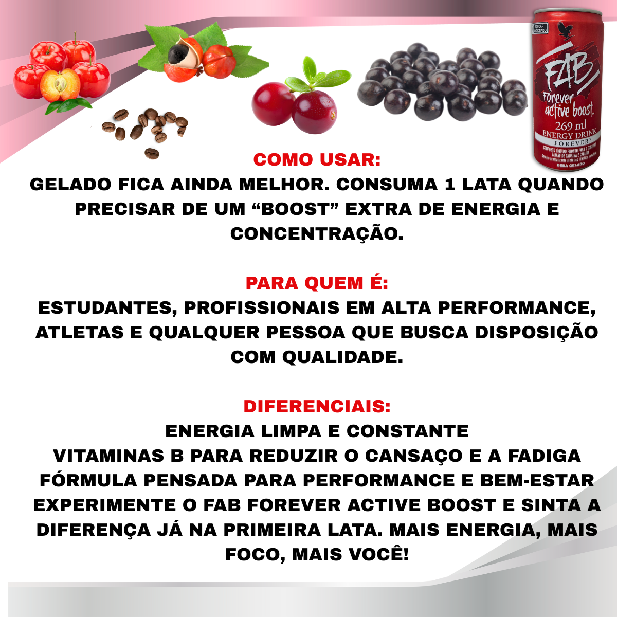 Energético Fab Forever Active Boost Energy Drink Latas - 6 latas - Imagem 7