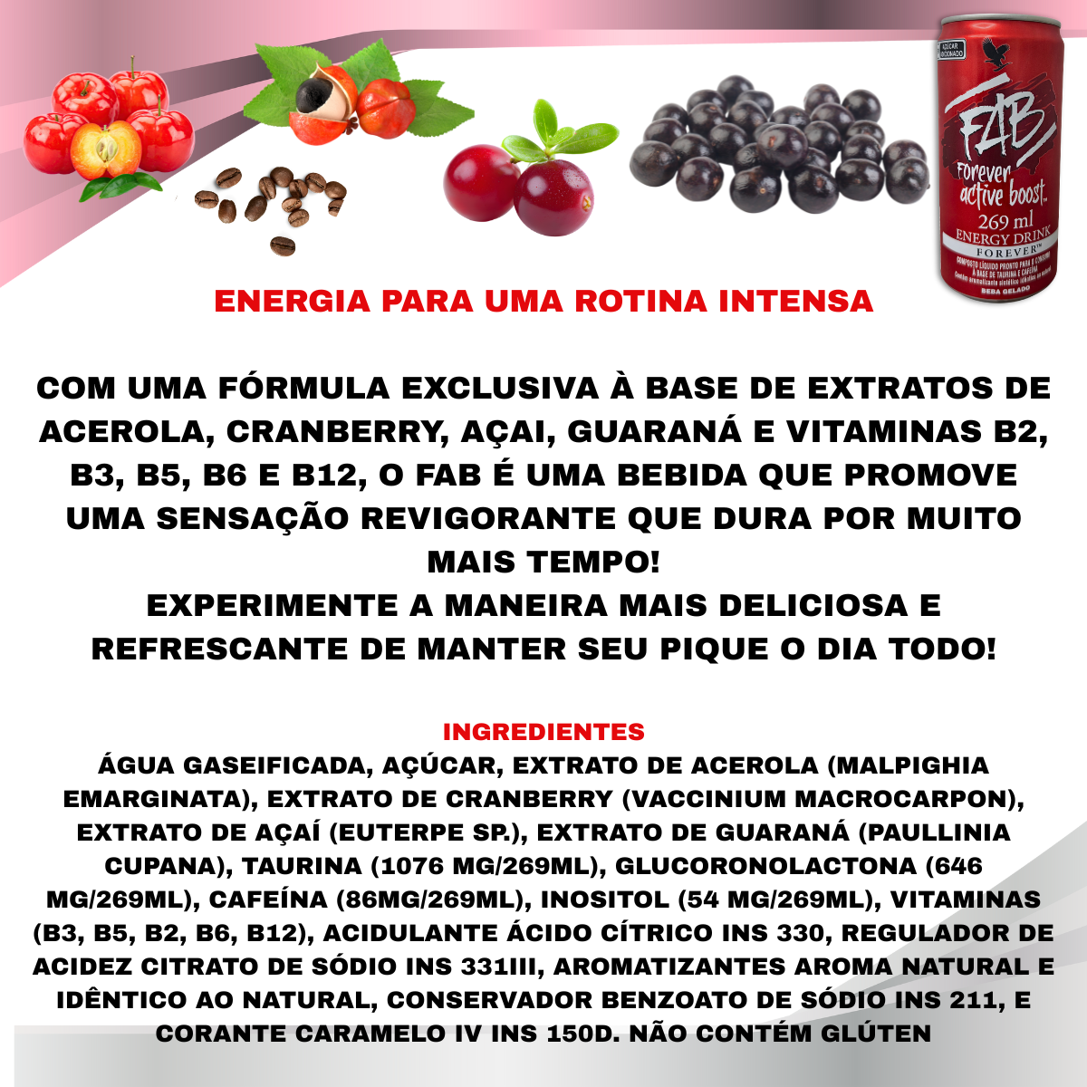 Energético Fab Forever Active Boost Energy Drink Latas - 6 latas - Imagem 6